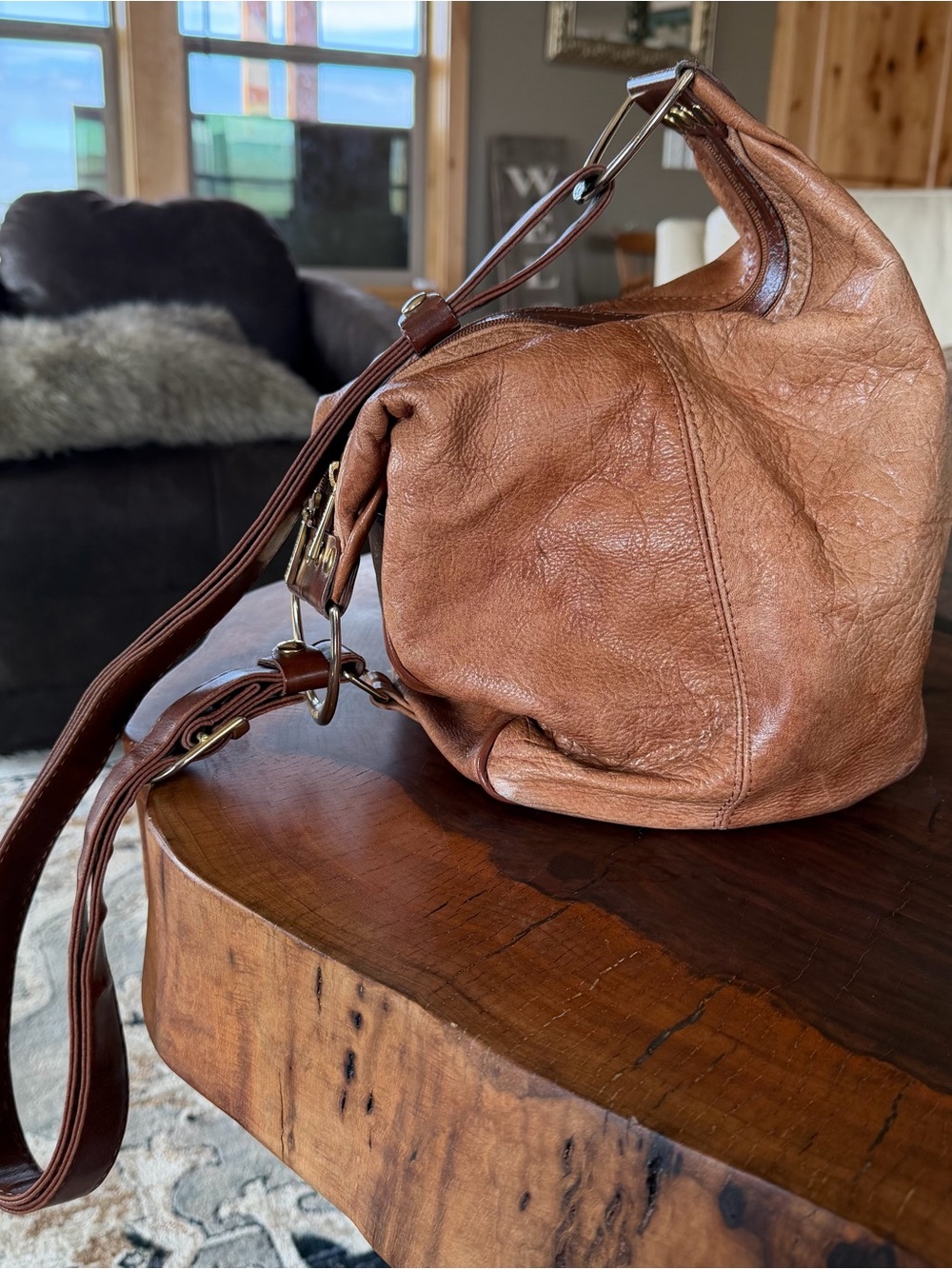 Vintage Valentino Di Paolo Women's Brown Leather Bucket Bag Pack Purse Italy